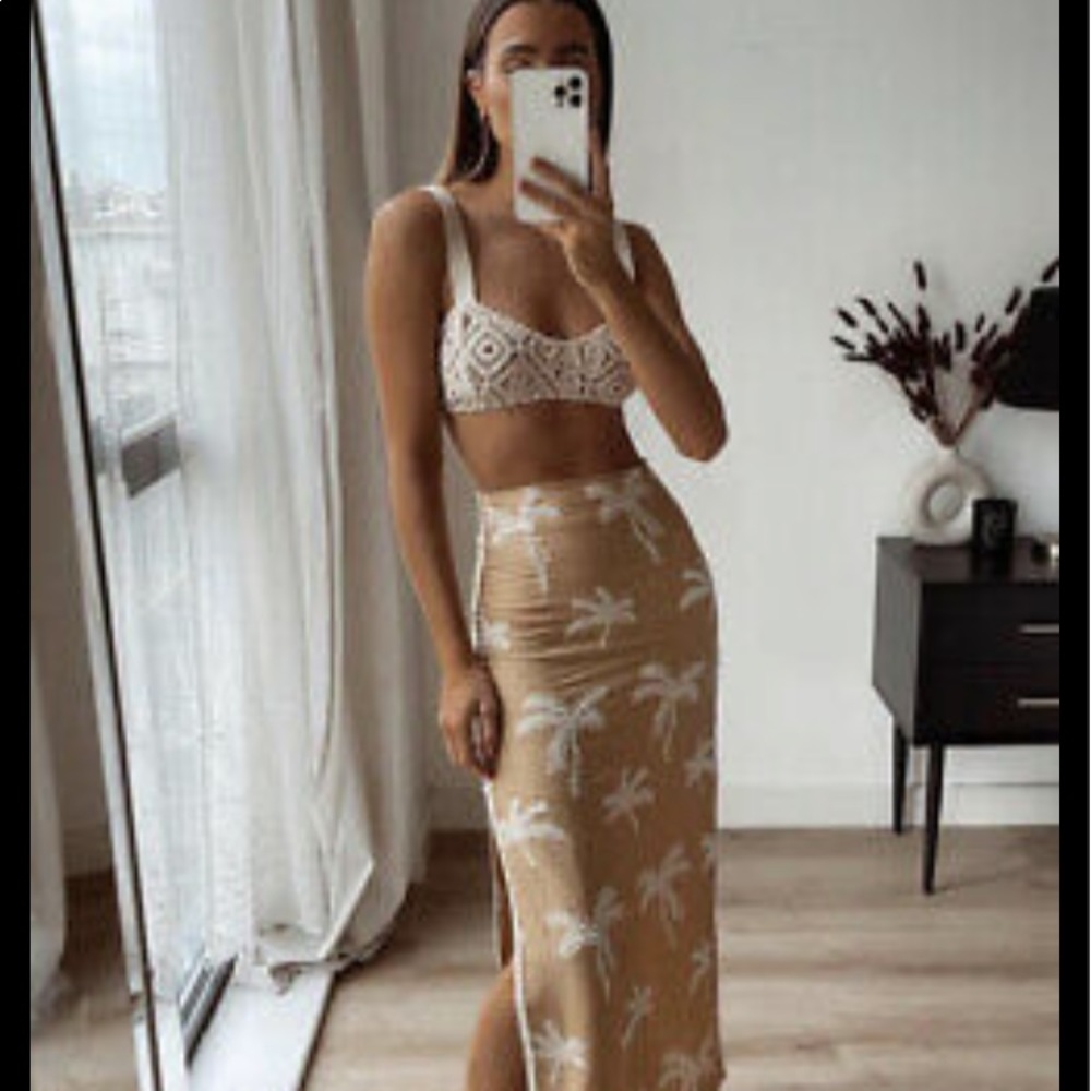 🇺🇸ZARA Highwaist Palm Tree Printed Skirt